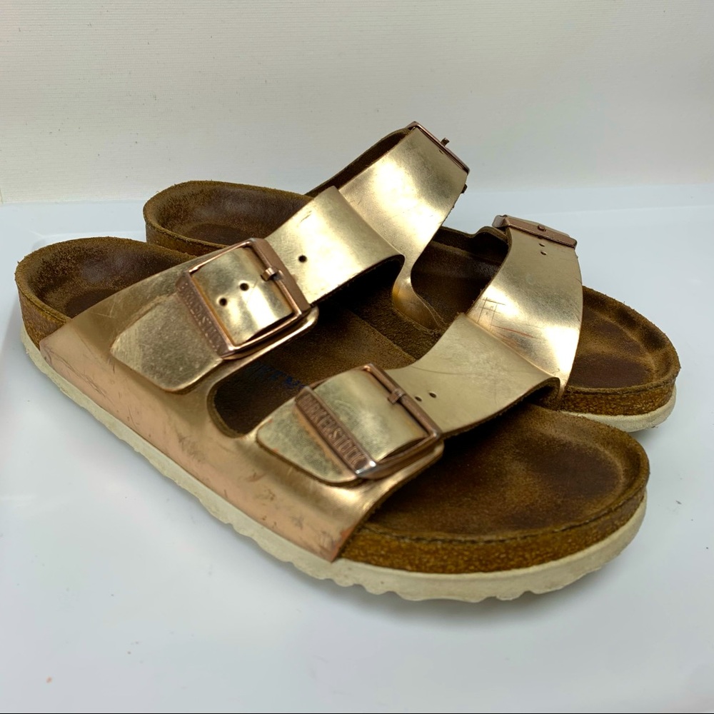Arizona Rose Gold Leather Soft Footbed Sz 7/38 Narrow